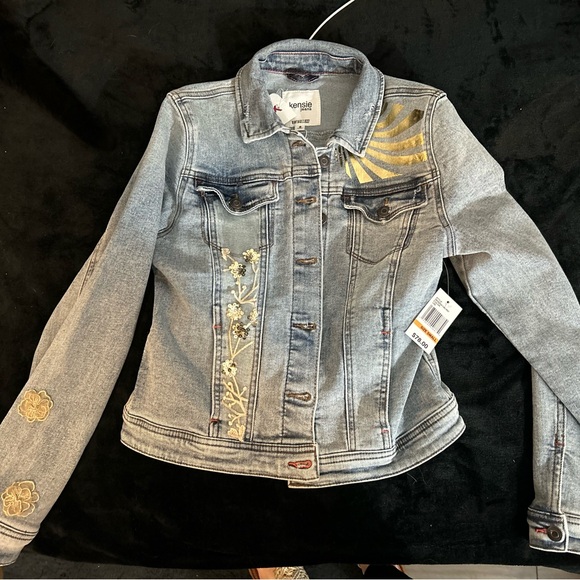 Kensie Jeans Reworked Handmade one of a kind Reconstructed DIY denim Jean jacket - Picture 2 of 9